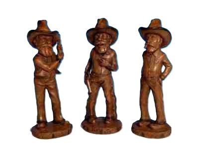 Wood Hand Carved Look Cowboys