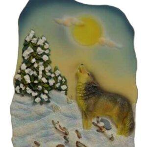 Winter Wolf Howling at the Moon