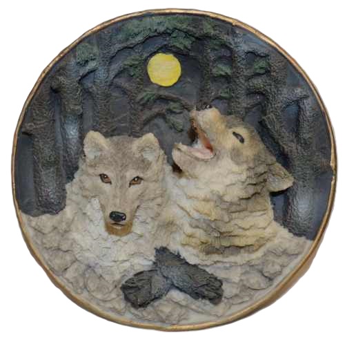 Wolf-Pair Winter Wolf Howling at the Moon